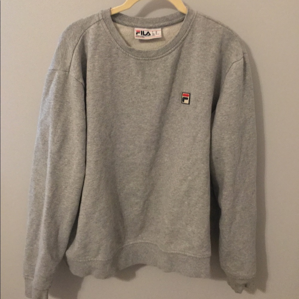 Oversized grey FILA crew neck sweatshirt